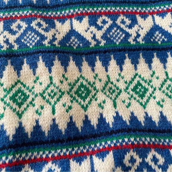 Iredell County Vintage Sweater size large hidden cat print nordic design EUC - Picture 9 of 11